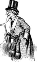 homem de roupão com cartola, ilustração vintage vetor