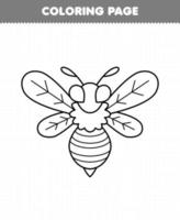 jogo de educação para crianças página para colorir de folha de trabalho imprimível de arte de linha de vespa de abelha de desenho bonito vetor