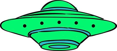 ufo verde, ilustração, vetor em fundo branco.