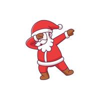 personagem de desenho animado de papai noel fofo com pose de dabbing vetor