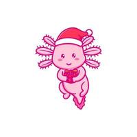 design bonito axolotl comemorar o natal vetor