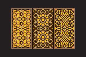 modelo de painéis de corte a laser decorativo islâmico com laser floral geométrico abstrato vetor
