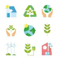 ecologia e coleta de ícones de reciclagem