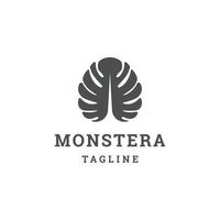 modelo de design de ícone de logotipo monstera folha ilustração em vetor plana