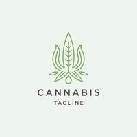 logotipo da linha de cannabis em vetor plano de modelo de ícone de estilo tridente
