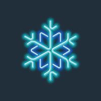 floco de neve brilhante sinal de néon ilustração em vetor gradiente de borda dura