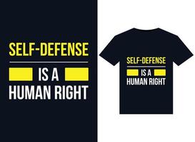 autodefesa é uma ilustração de direitos humanos para design de camisetas prontas para impressão vetor