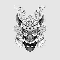 tatuagens pretas máscara de samurai oni diabo ilustração de capacete guerreiro tradicional japonês. conceito militar e histórico para modelos de símbolos e emblemas adequados para tatuagens vetor