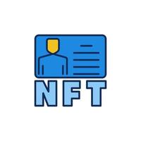 ícone colorido de conceito de token não fungível de vetor de identidade nft