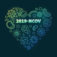 ilustração colorida do conceito de vetor de forma de coração 2019-ncov