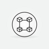 blockchain no ícone de vetor de contorno de círculo. sinal de conceito de tecnologia de cadeia de bloco