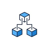três blocos de blockchain vector conceito ícone azul ou símbolo