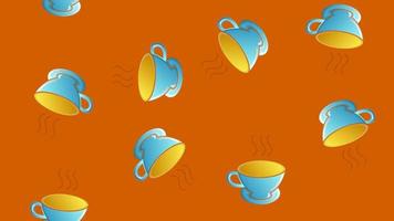 interminável padrão sem costura de belos saborosos copos de café rápido revigorante quente da manhã em um fundo amarelo. ilustração vetorial vetor