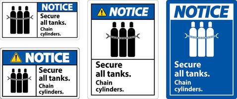 sinal de aviso seguro todos os tanques, cilindros de corrente vetor