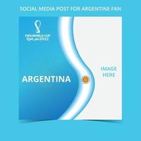 design de postagem de mídia social para fã argentino. Copa do mundo pós ilustração vetorial. vetor