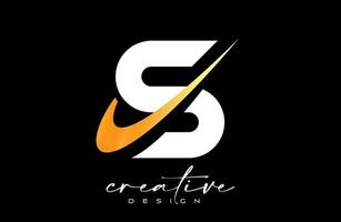 s carta design de logotipo com swoosh dourado criativo. ícone inicial da letra s com vetor de forma curva