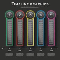 design de infográficos de linha do tempo com cinco opções. vetor