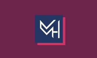 letras do alfabeto iniciais monograma logotipo mh, hm, m e h vetor