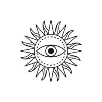 ícones do sol. vetor de tatuagem de sol. sol com ilustração de design de olho. vetor de logotipo do sol. símbolos do sol. design de sol moderno e moderno.