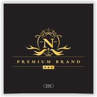 letra n logotipo dourado modelo elegante premium vetor eps 10