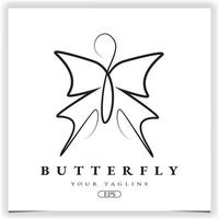 contorno do logotipo da borboleta modelo elegante premium vetor eps 10