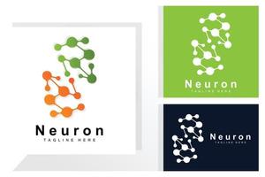 design de logotipo de neurônio vetor ilustração de células nervosas marca de saúde de dna molecular