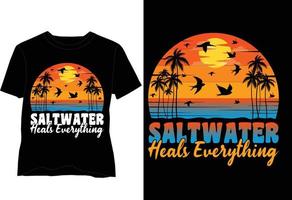 design de camiseta de férias de praia do sol vetor