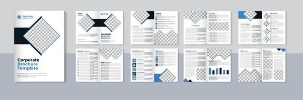 design moderno de brochura de 16 páginas, modelo de brochura de negócios, design de brochura de perfil da empresa, vetor profissional