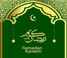 bandeira verde e dourada do ramadan kareem árabe vetor