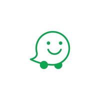 eps10 vetor verde sorrindo waze linha abstrata ícone de arte isolado no fundo branco. símbolo de contorno de GPS de localização em um estilo moderno simples e moderno para o design do seu site, logotipo e aplicativo móvel