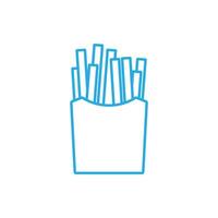 ícone de batatas fritas de fast food de vetor azul eps10 isolado no fundo branco. batatas fritas fritas em um símbolo de pacote em um estilo moderno simples e moderno para o design do seu site, logotipo e aplicativo móvel