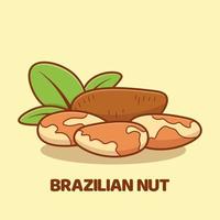 ilustração de ícone de vetor de desenho animado de noz brasileira isolada