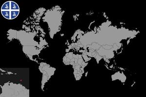 pin mapa com bandeira da Martinica no mapa do mundo. ilustração vetorial. vetor