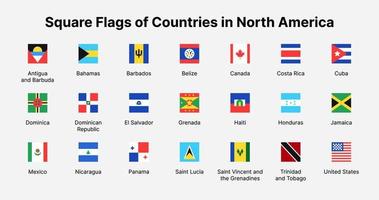 bandeiras de países da américa do norte. bandeiras quadradas de países da américa do norte. vetor