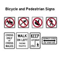 bicicleta uma sinalização de trânsito pedestre. sinais de trânsito vetoriais. vetor