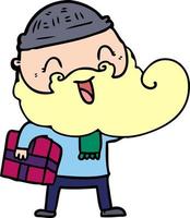 homem de barba de desenho animado de personagem doodle vetor
