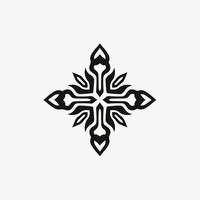 logotipo de símbolo tridente tribal mandala preta sobre fundo branco. desenho de tatuagem de decalque de estêncil. ilustração vetorial plana. vetor