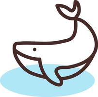 baleia marrom na água, ilustração, vetor em um fundo branco.
