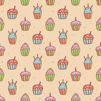 bonito padrão sem emenda de cupcakes e muffins. ilustração vetorial plana vetor