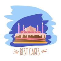 torta de férias, bolo de aniversário com ícone de modelo de vetor de ilustração vetorial de velas