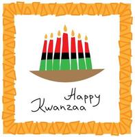 kwanzaa feliz celebração. férias de cultura africana e afro-americana. festival de sete dias, comemora anualmente de 26 de dezembro a 1º de janeiro. história negra. cartaz, cartão, banner e plano de fundo. vetor