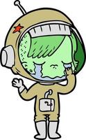 doodle personagem de desenho animado mulher astronauta vetor