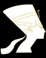 silhueta da antiga rainha egípcia nefertiti em um fundo preto vetor