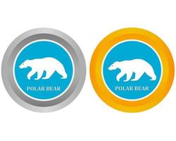 dois botões cinza e amarelo com um urso polar vetor