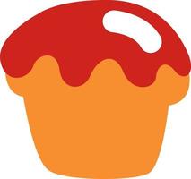 muffin com esmalte vermelho, ilustração, vetor em um fundo branco.