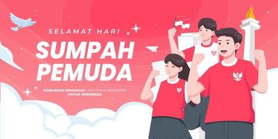 selamat hari sumpah pemuda significa promessa da juventude indonésia feliz. vetor