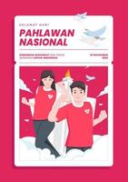 selamat hari pahlawan nasional significa feliz dia dos heróis nacionais indonésios vetor