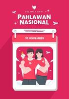 selamat hari pahlawan nasional significa feliz dia dos heróis nacionais indonésios vetor