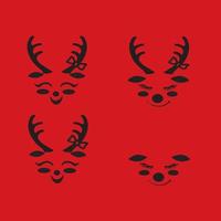 design de cabeça de veado feito de quatro maneiras diferentes em um fundo vermelho vetor