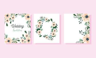 cartão modelo de convite floral de casamento vetor